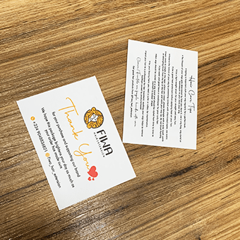 thank you card jimbrand.ng Thank you card/ Care tips card